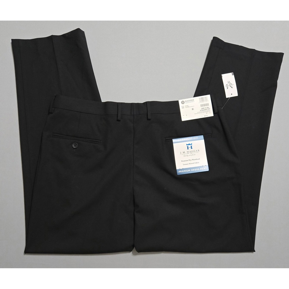 J.M. Haggar Dress Pants 38x30 Black Premium Flex Straight Fit Luxury Stretch - Picture 6 of 12